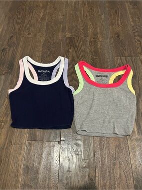 Katie J NYC Girls' Navy & Gray Tank Tops with Neon Trim Size XL (14-16)